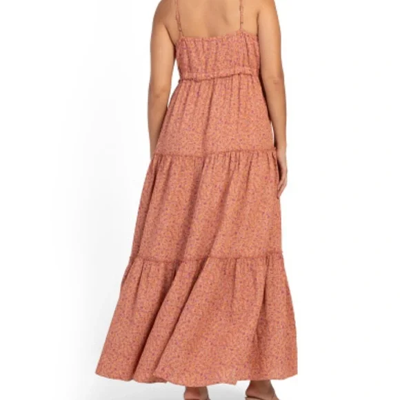 Lucky Brand Women's Floral Paisley Tiered Maxi Dress in Orange Size XL - Picture 2 of 2